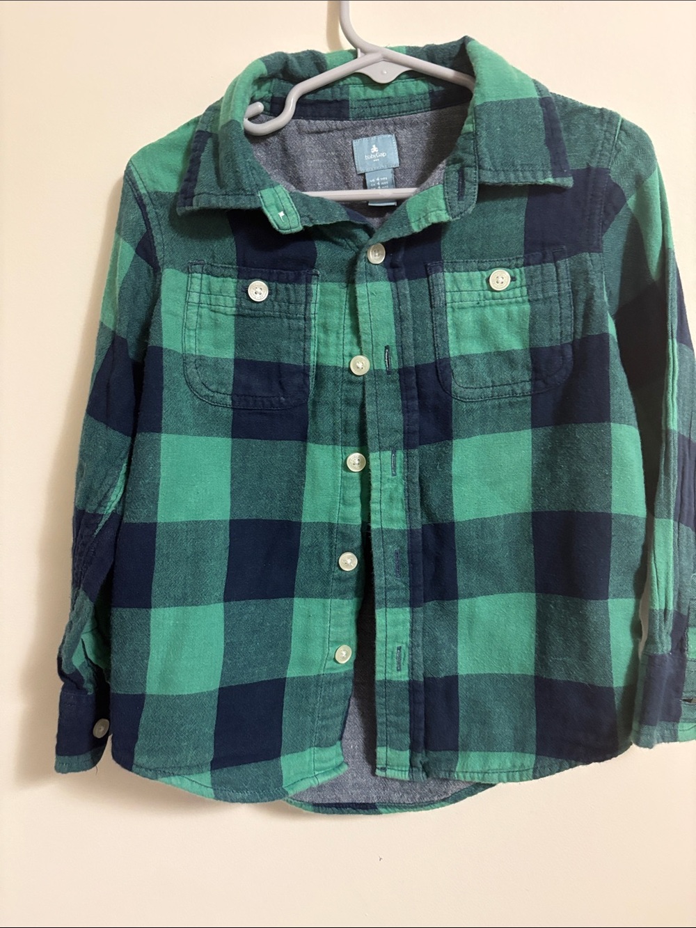 GAP Green and Navy Plaid Button-Down Shirt
